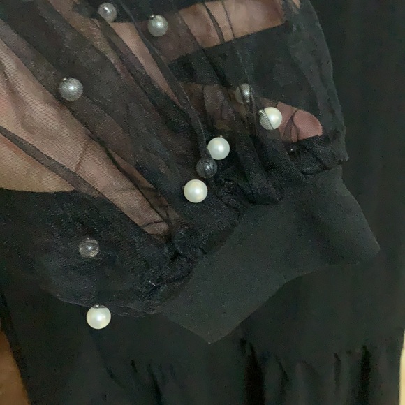 Womens Mesh Long Sleeve Pearl Accents Zip Up Tunic Dress - Picture 3 of 10